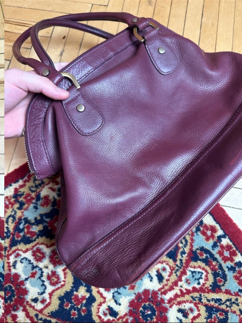 Mulberry Purple Leather Tote with Tassel - Picture 5 of 13